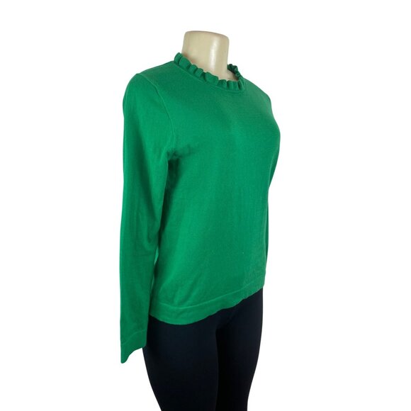 J. Crew Womens Green Ruffled Neck Long Sleeves Sweater Size S - New - Picture 2 of 8
